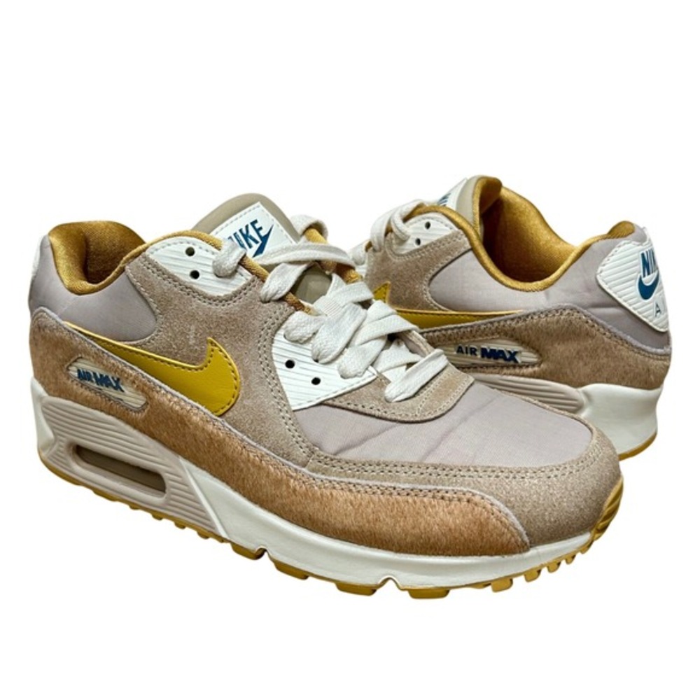 Nike Womensโ 7.5 Air Max 90 String Wheat Gold White AT4968 200 Lifestyle Shoes
